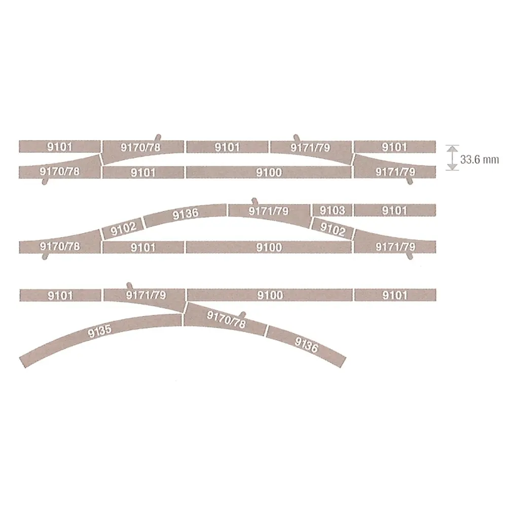 Rail droit avec ballast 57,5 mm Fleischmann 9102 - N : 1/160 - Code 80 - 5