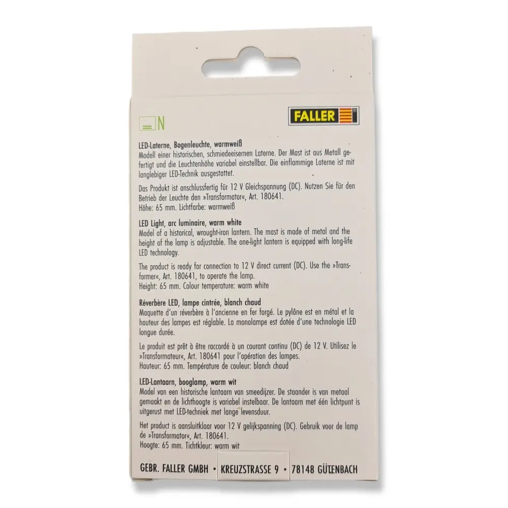 Lanterne à arc à LED 1 branche Faller 272231 - N 1/160 - hauteur 65 mm - 3