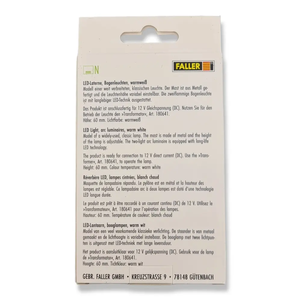 Lanterne à arc à LED Faller 272230 - N 1/160 - hauteur 60 mm - 3