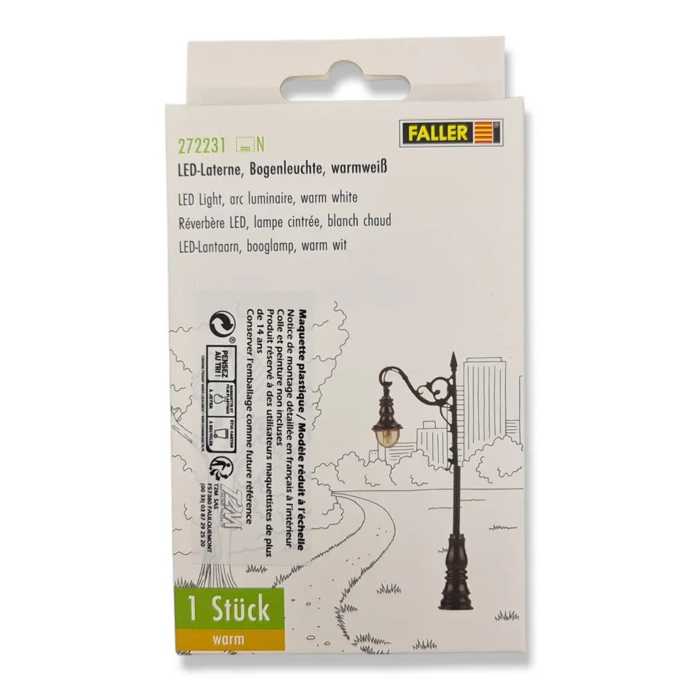Lanterne à arc à LED 1 branche Faller 272231 - N 1/160 - hauteur 65 mm - 2