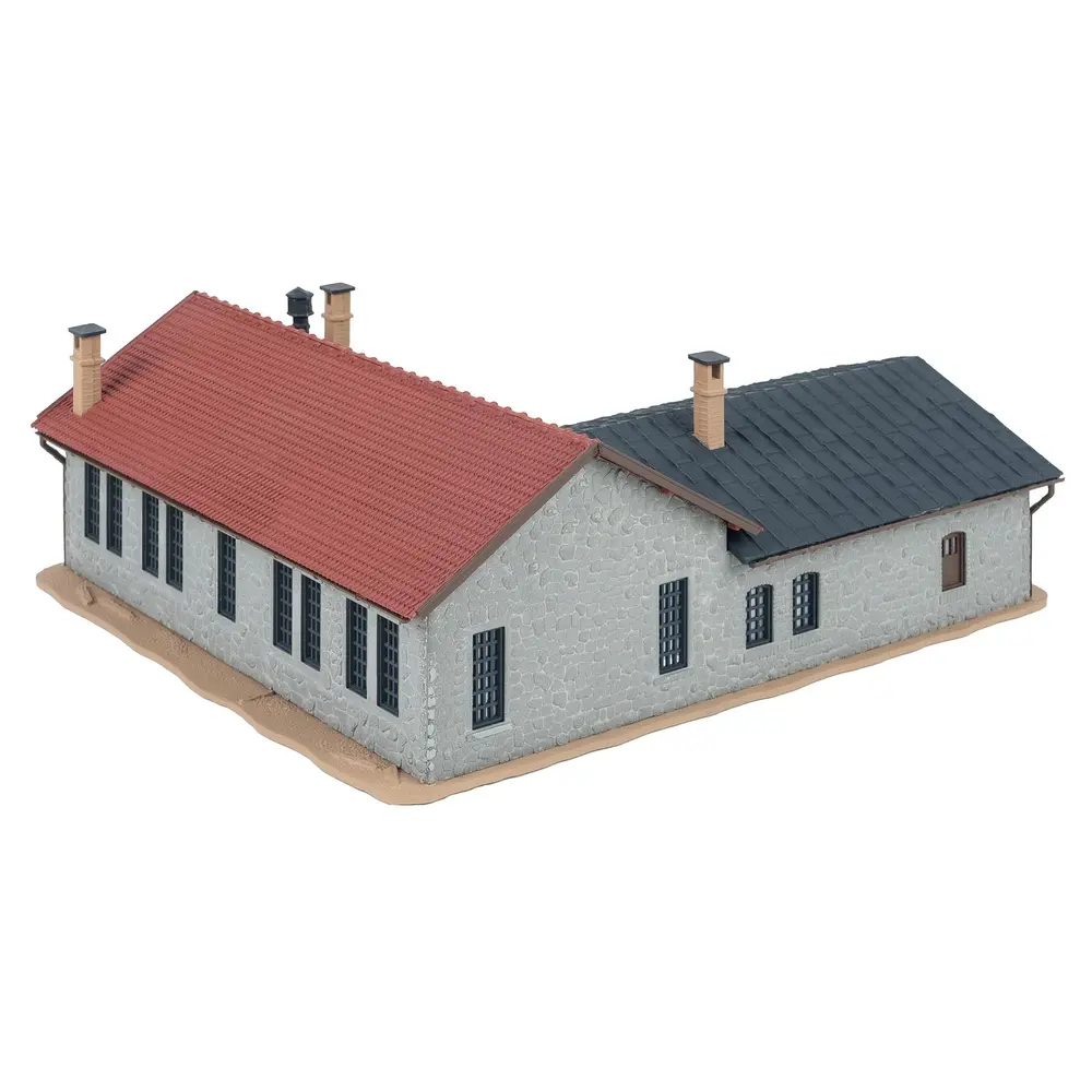 Remise à locomotives à deux niveaux avec atelier - Faller 222106 - N 1/160 - EP II - 182 x 160 x 70 mm - 5