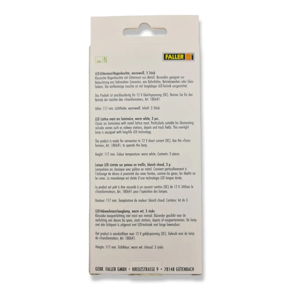 Set 3 Lanternes à treillis à LED Faller 272129 - N 1/160 - hauteur 65 mm - 3