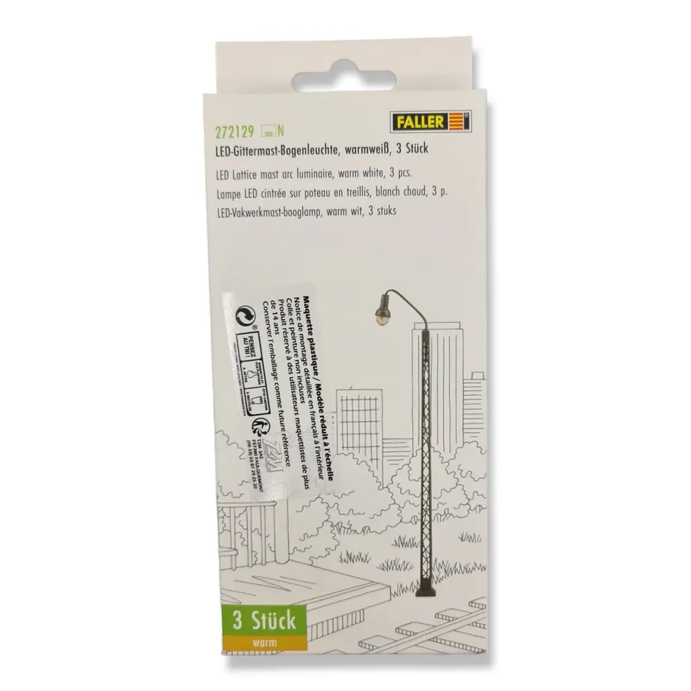 Set 3 Lanternes à treillis à LED Faller 272129 - N 1/160 - hauteur 65 mm - 2