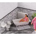 Set salle de bain en céramique grise Faller 180993 - HO : 1/87 - EP IV - 2