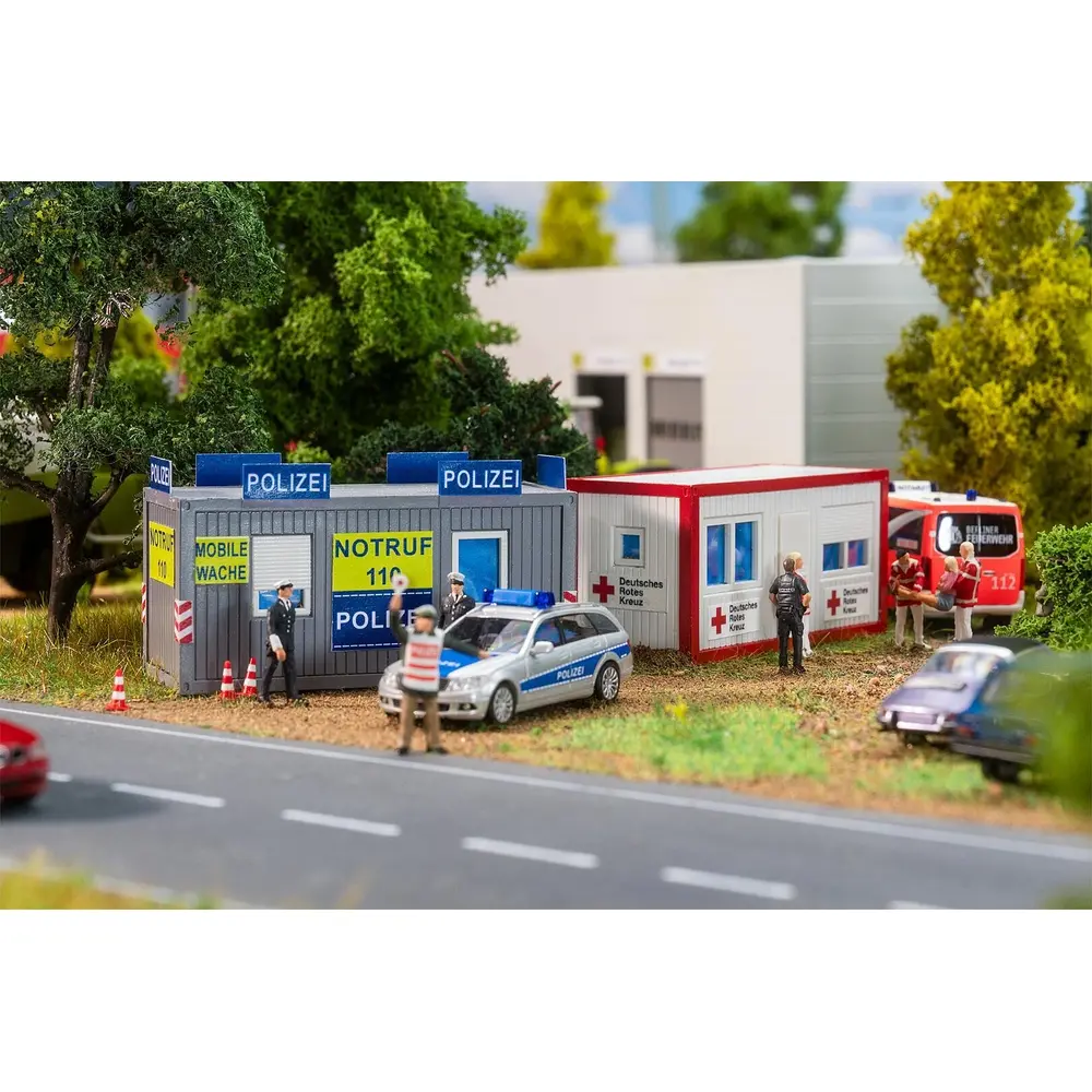 Conteneur de bureaux pour la police et la Croix-Rouge - Faller 180338 - HO 1/87 - EP VI - 2