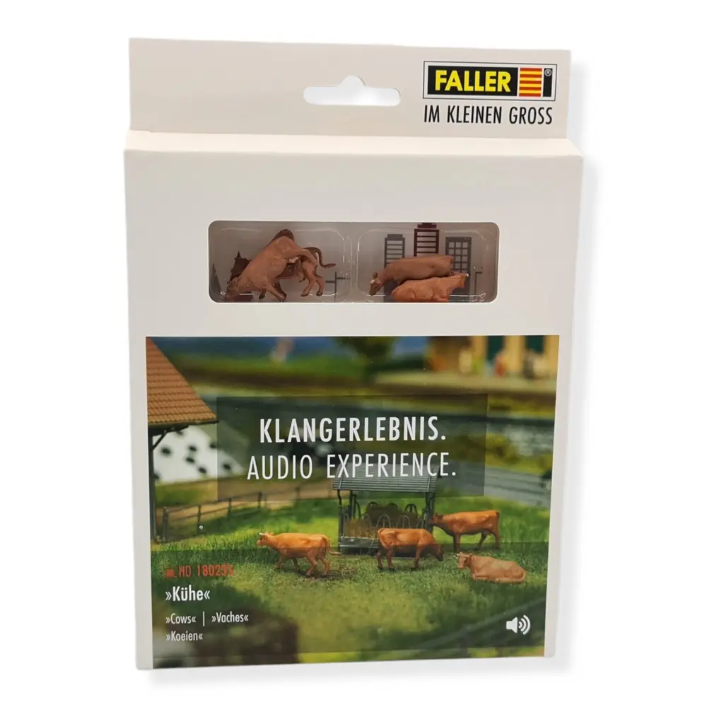 Lot de 4 figurines de vaches avec bruitage FALLER 180235 - HO 1/87 - 4