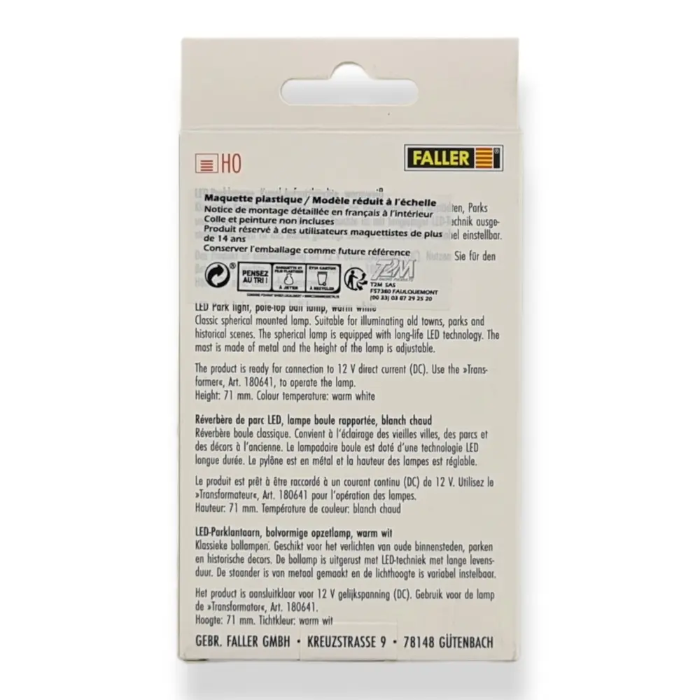 Lampe boule classique à LED Faller 180213 - HO 1/87 - hauteur 71  mm - 3