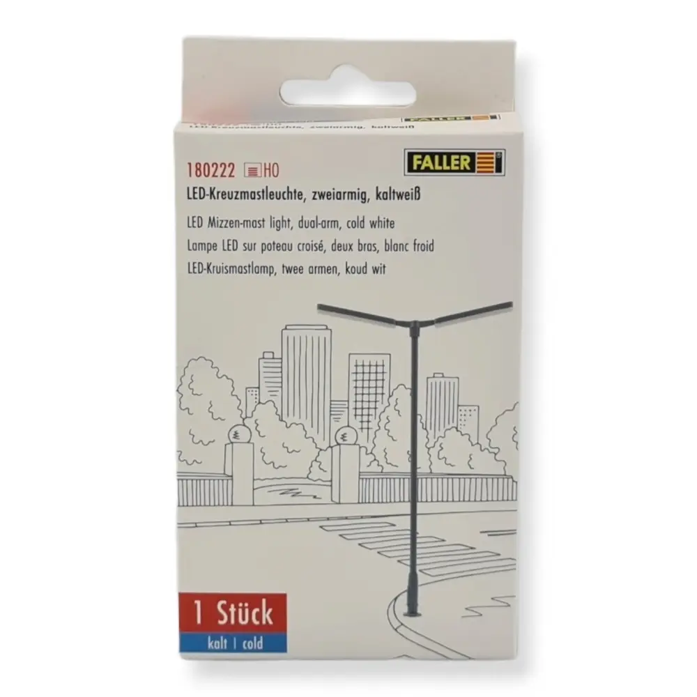 Un lampadaire à deux bras avec LED - Faller 180222 - HO 1/87 - 3