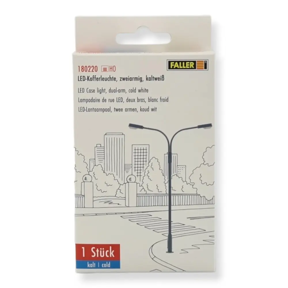 Un lampadaire à deux bras avec LED - Faller 180220 - HO 1/87 - 3