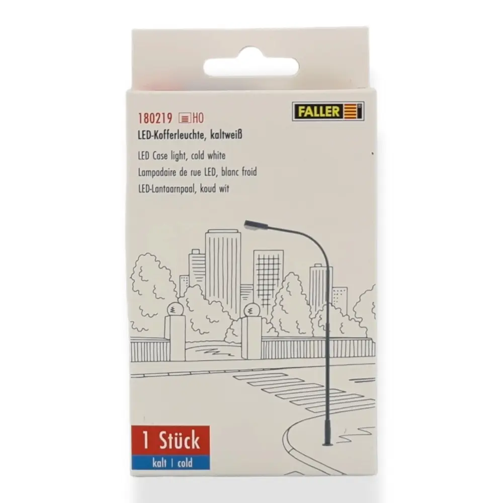 Lampadaire à LED blanc - Faller 180219 - HO 1/87 - hauteur 94 mm - 3