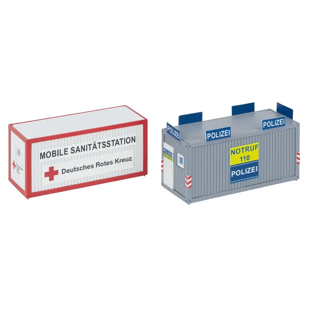 Conteneur de bureaux pour la police et la Croix-Rouge - Faller 180338 - HO 1/87 - EP VI - 5