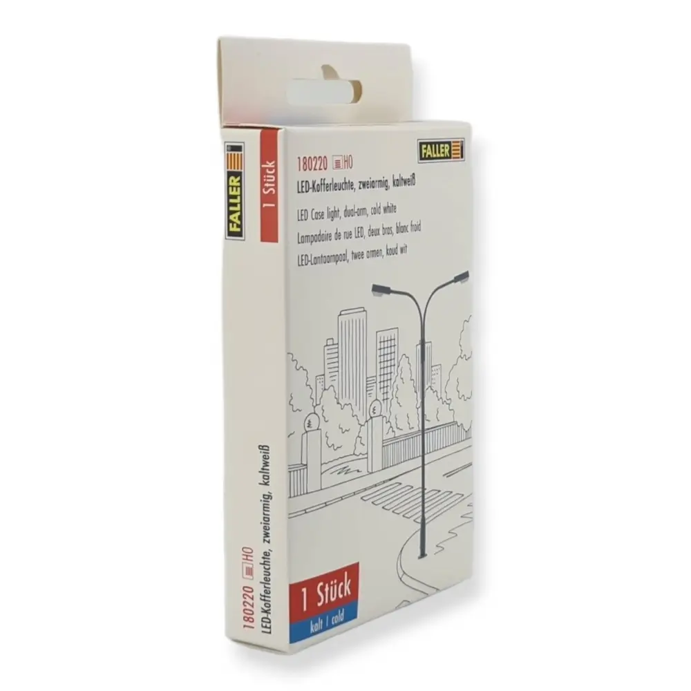 Un lampadaire à deux bras avec LED - Faller 180220 - HO 1/87 - 2