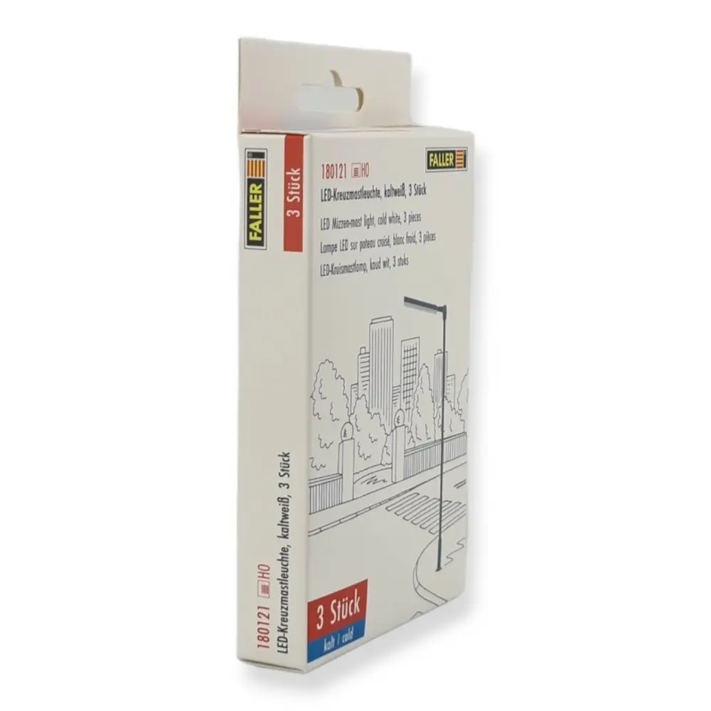 Lot de 3 lampadaires modernes LED - Faller 180121 - HO 1/87 - 2