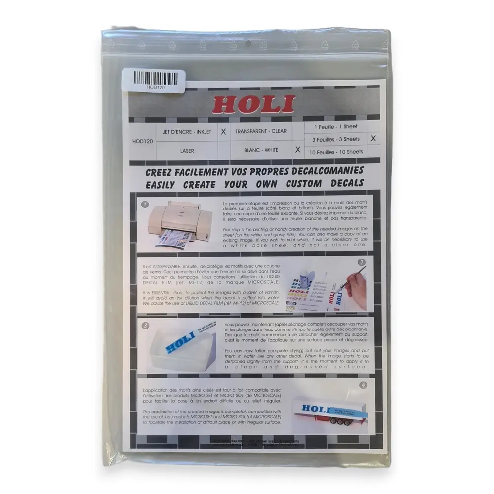 Lot de 3 feuilles blanches pour Décalcomanies HOLI D120 - Jet d'encre - 2