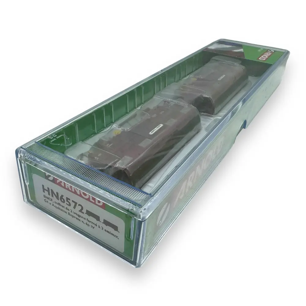 Coffret de 2 wagons couverts à 2 essieux - Arnold HN6572 - N 1/160 - SNCF - Ep IV - 2R - 4