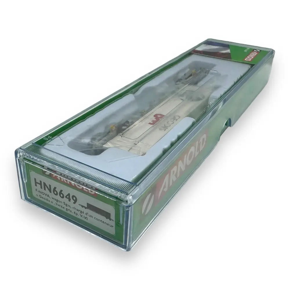 Wagon porte conteneur Sgss GEODIS - Arnold HN6649 - N 1/160 - SNCF - Ep V - 4