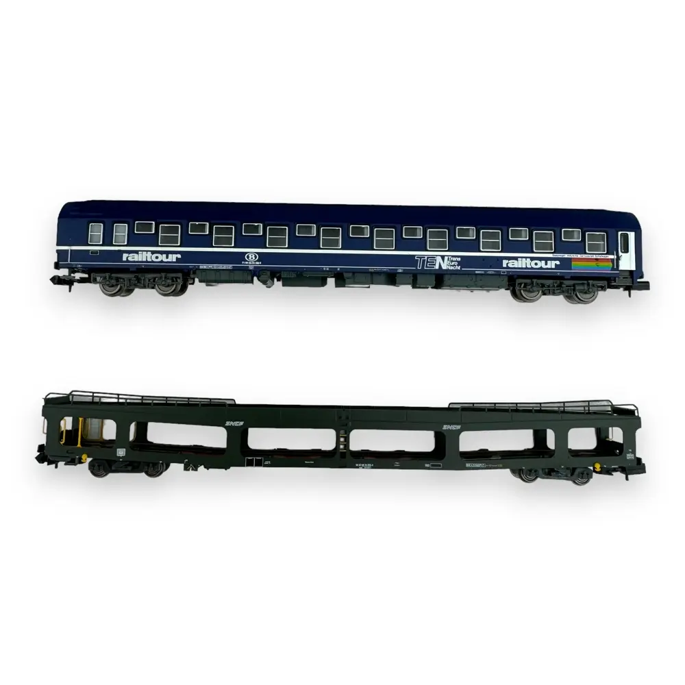 Set wagon porte auto DEV66 & voiture T2 TEN/Railtour - Arnold HNS4382 - N 1/160 - Ep IV - 2R - 3