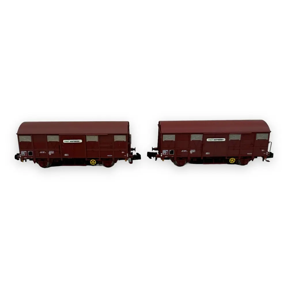 Coffret de 2 wagons couverts G4 "FRET-EXPRESS" - Arnold HNS6664 - N 1/160 - SNCF - Ep IV - 2R - 3