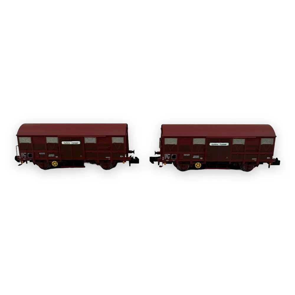 Coffret de 2 wagons couverts à 2 essieux - Arnold HN6572 - N 1/160 - SNCF - Ep IV - 2R - 3