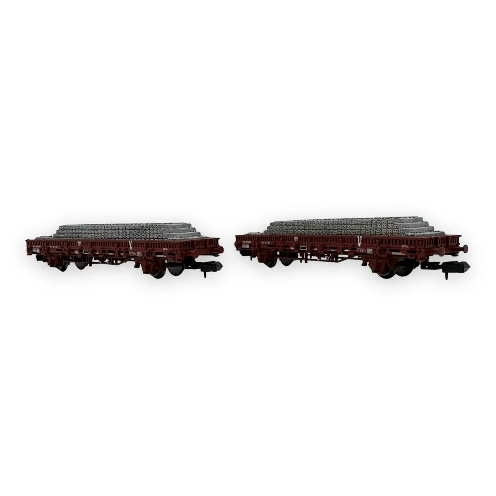 Set de 2 wagons plats à ridelles "V" - Arnold HN6543 - N 1/160 - SNCF - Ep V - 2R - 2