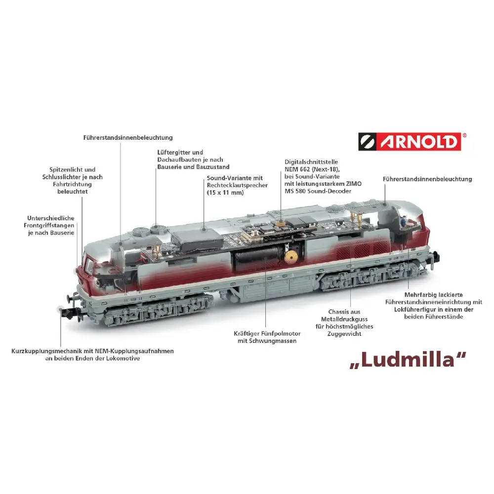 Locomotive diesel 233 493-6 - Arnold HN2601 - N 1/160 - DB - Ep IV - Analogique - 2R - 4