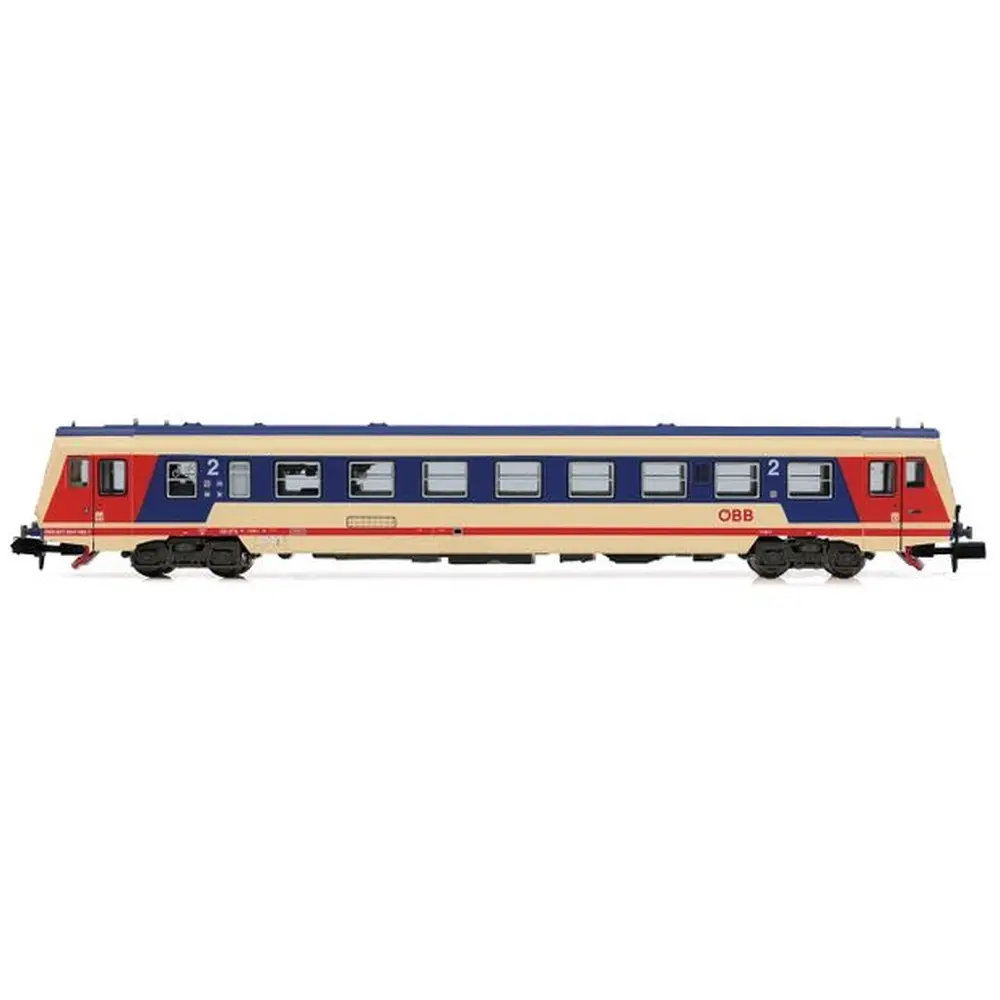 Set de 2 autorails diesels classe 5047 ( motorisé + neutre ), livré rouge/bleu/beige avec nouveau logo « ÖBB » - Arnold HN2522S - N 1/160 - ÖBB - Ep IV/V - Digital sound - 2R - 3