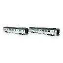 Coffret de 2 voitures DEV Inox - Jouef HJ4177 - HO 1/87 - SNCF - Ep IV - 2R - 2