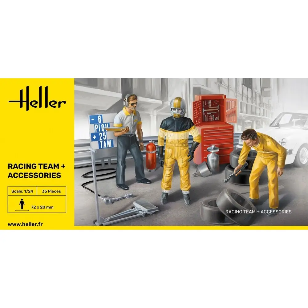 Equipe de Course + Accessoires - 185x375x45mm - Heller 82750 - 1/24 - 3