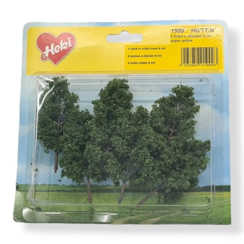 6 Aulnes à planter - Vert foncé - HEKI 1999 - Échelle HO / TT / N - 80 mm - 3