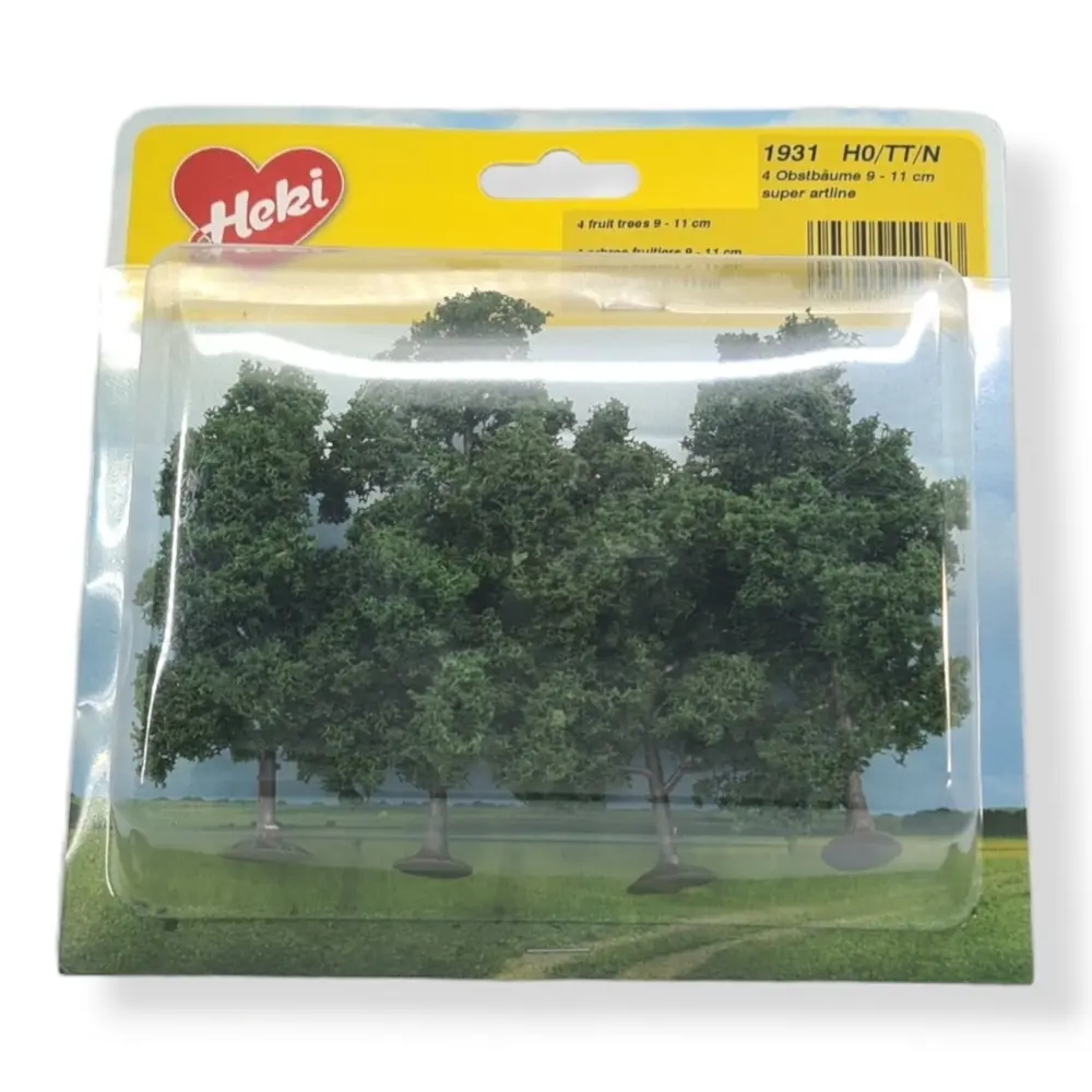 4 Arbres fruitiers - Vert foncé - HEKI 1931 - Échelle HO / TT / N - 90 à 110 mm - 3