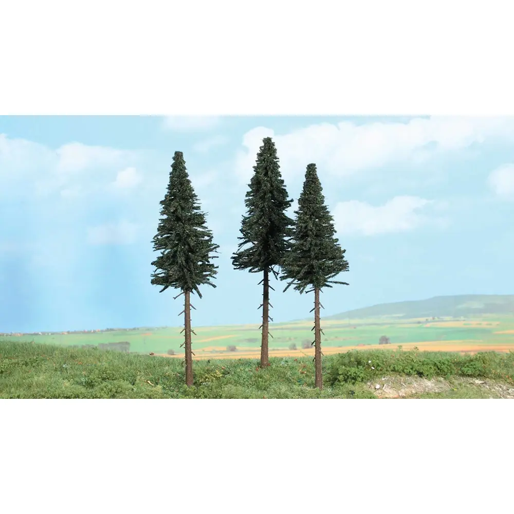 3 sapins à tronc haut 17 cm - Heki 2119 - HO 1/87 / TT 1/120 - 2