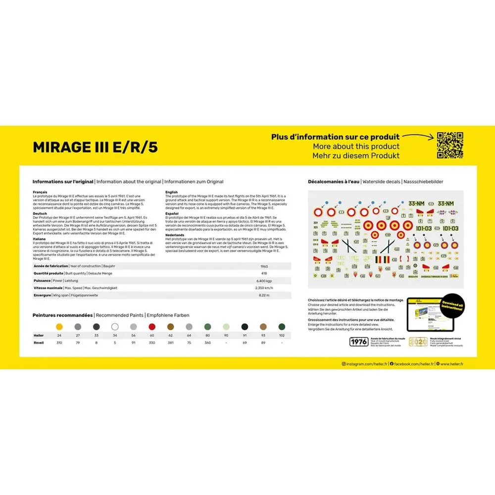 Avion Multi-Contrôle de Combat - Mirage III E - Heller 56323 - 1/72 - 3