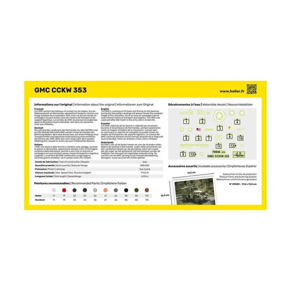 Kit de démarrage - GMC CCKW 353 - Heller 56996 - 1/72 - 3