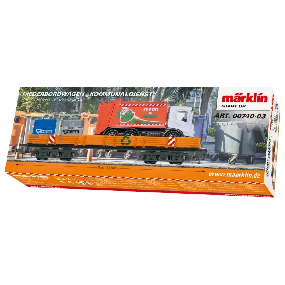 Wagon plat à rebords bas Rlmms, chargement service communal - Märklin Start Up 00740-03 - HO 1/87 - 3R - 2
