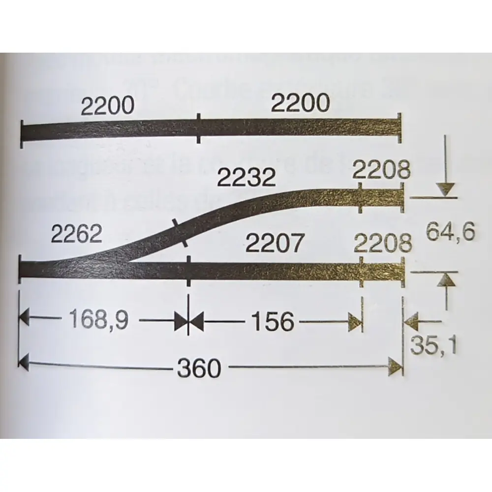 Aiguillage à droite non ballasté - Marklin 2263 - 22° 30' - HO 1/87 - Code 83 - Voie K - 3R - 2