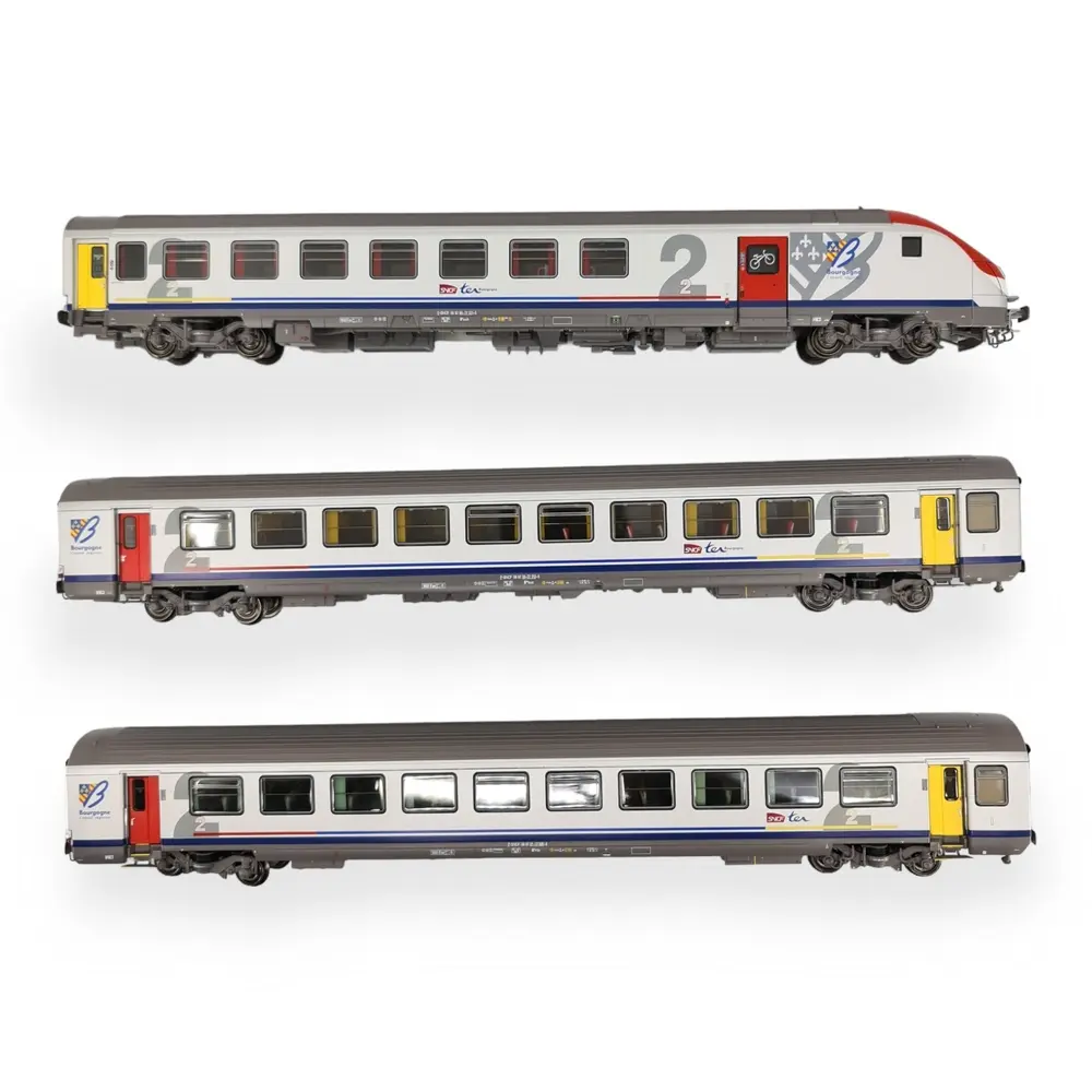 3 voitures TER Bourgogne - Ls Models 41233DC - HO 1/87 - SNCF - 3