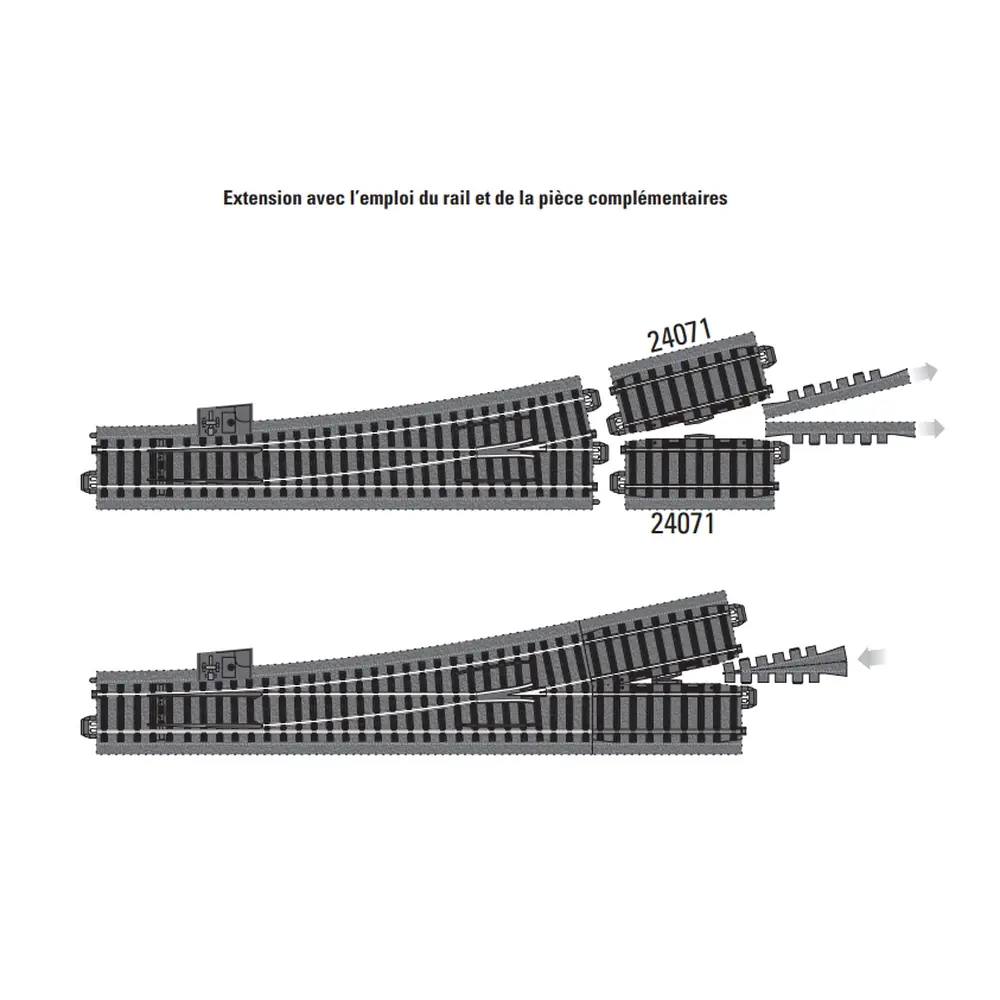 Aiguillage long à gauche 12,1° Marklin 24711 - 236,1 mm - HO : 1/87 - Code 83 - Voie C - 3