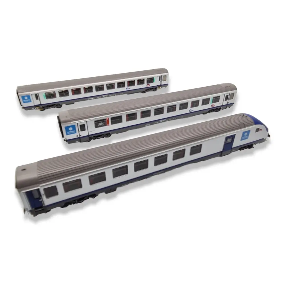 Set 3 voitures TER AURA Ls Models 41232AC - HO 1/87 - 3R - SNCF - EP VI - 2