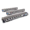 Set 3 voitures TER AURA Ls Models 41232AC - HO 1/87 - 3R - SNCF - EP VI - 2