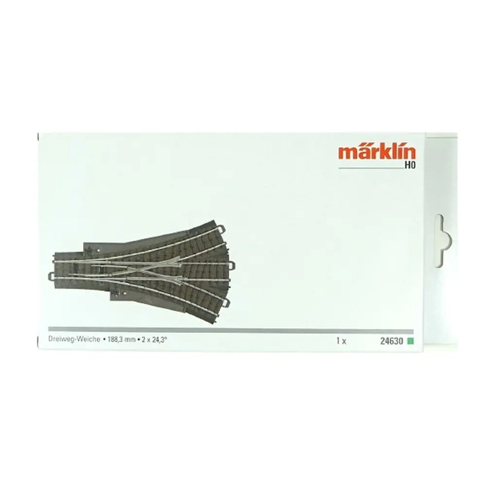Aiguillage triple Ballasté - R2 437.5MM - 24,3° Marklin 24630 - 188,3 mm - HO 1/87ème - Code 83 - Voie C - 3R - 3