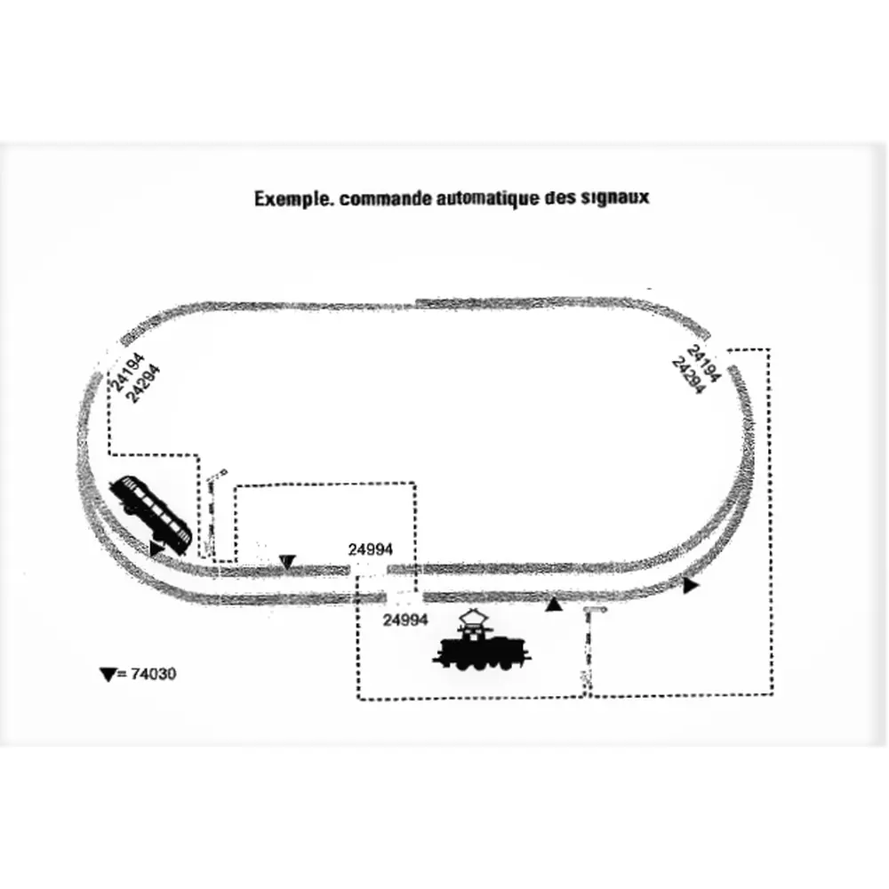 Rail courbe de commande à distance ballasté - Marklin 24194 - HO 1/87 - Code 83 - Voie C - 2