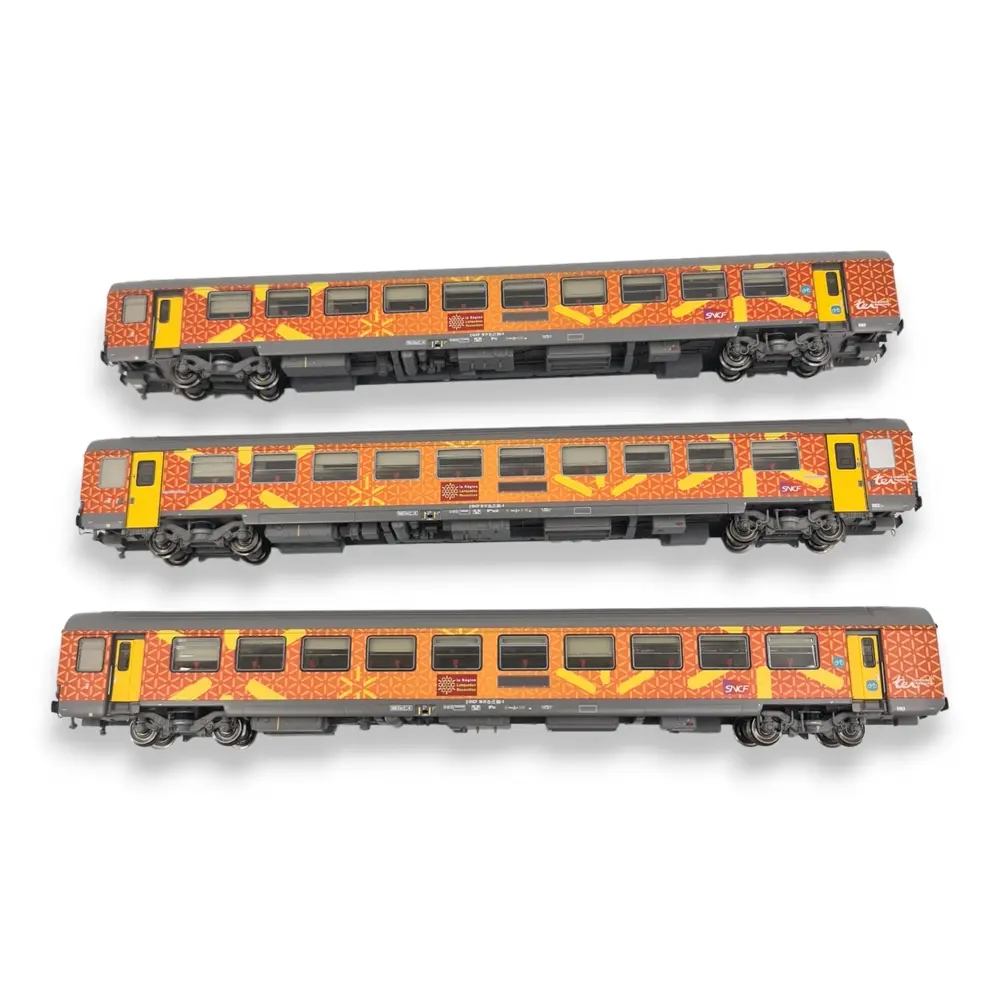 Set 3 Voitures VTU Languedoc Roussillon Carmillon - LS MODELS 41210 - HO - SNCF - EP VI - 3
