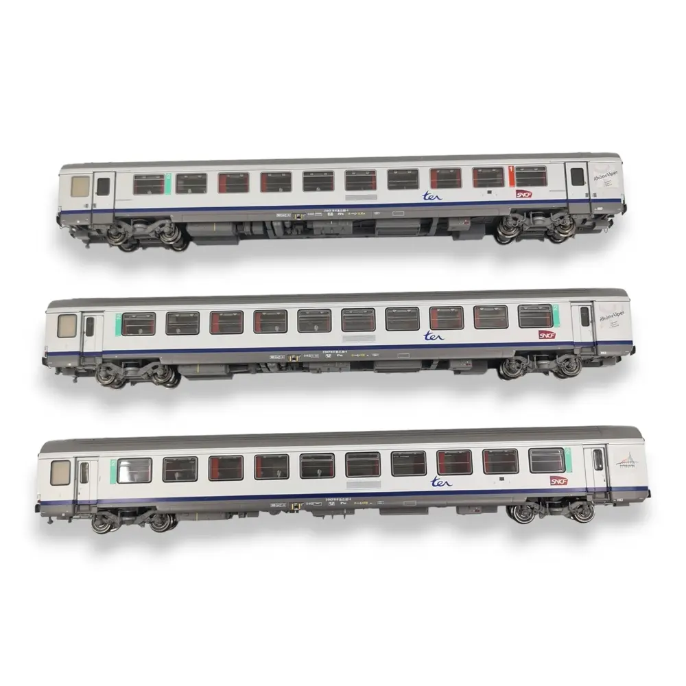 Set 3 Voitures VTU TER Rhône-Alpes - LS MODELS 41202 - HO 1/87 - SNCF - EP VI - 3