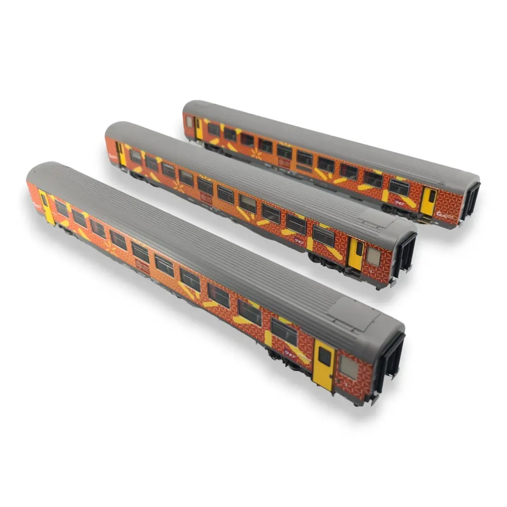 Set 3 Voitures VTU Languedoc Roussillon Carmillon - LS MODELS 40313 - HO SNCF - EP VI - 2