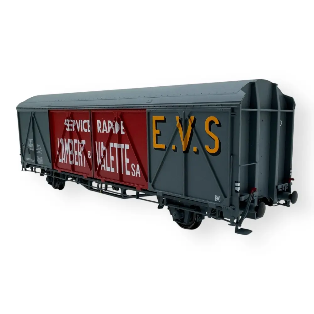 Wagon couvert EVS, IK toit haut, gris/rouge, parois renforcées "LAMBERT & VALETTE" - LS Models 30688 - HO 1/87 - SNCF - Ep III - 2R - 2