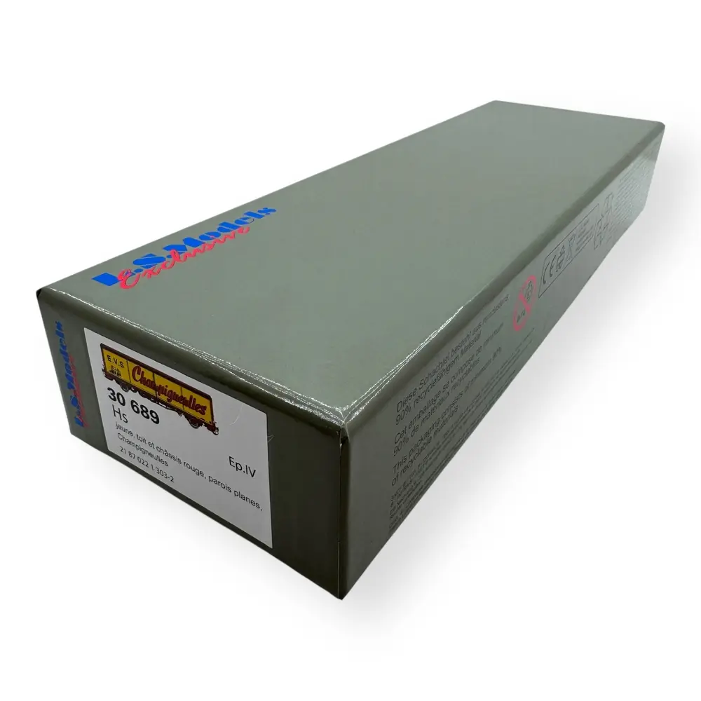 Wagon couvert EVS Hs, jaune/rouge, parois planes "CHAMPIGNEULLES" - LS Models 30689 - HO 1/87 - SNCF - Ep IV - 2R - 4