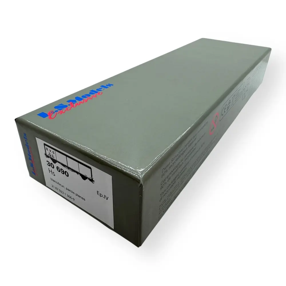 Wagon couvert EVS, Hs, blanc/brun, parois planes - LS Models 30690 - HO 1/87 - SNCF - Ep IV - 2R - 4