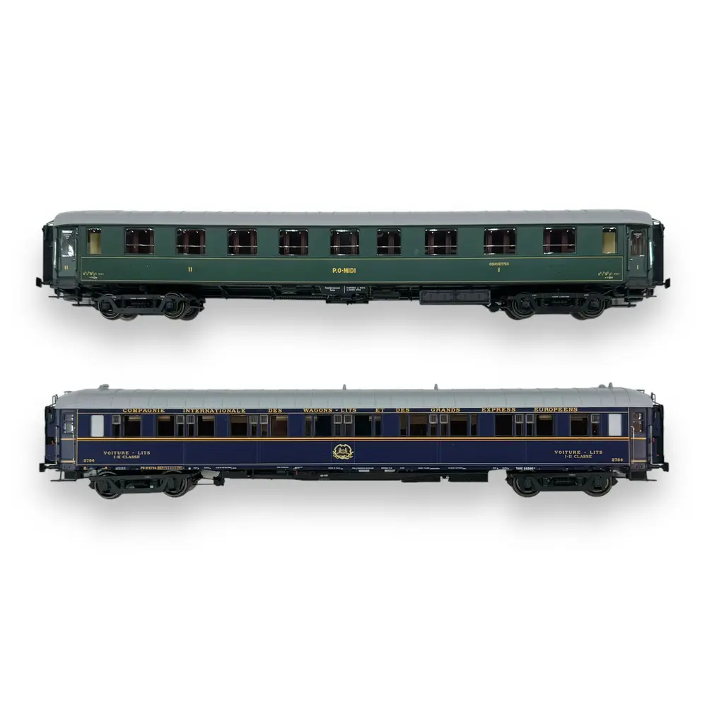 Coffret Voiture OCEM Couchette Verte + Voiture CIWL S2 - Bleue - LS MODELS 40902 - HO : 1/87 - EP. II  - 3