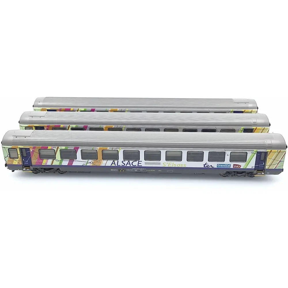 Set de 3 voitures voyageurs Vtu "TER Alsace" - LS Models 41209 - HO 1/87 - SNCF - Ep VI - 2R - 2