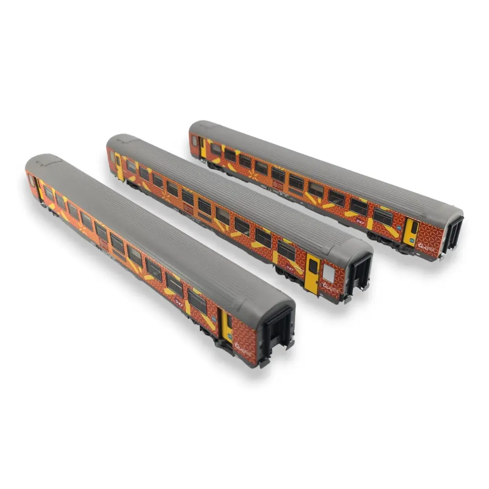 Set 3 Voitures VTU Languedoc Roussillon Carmillon - LS MODELS 41210 - HO - SNCF - EP VI - 2